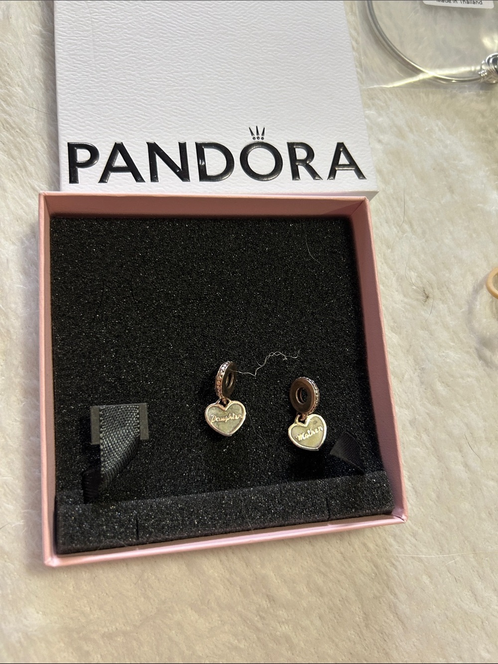 Pandora rose  Gold Heart Dangle Charm Pair - rose gold